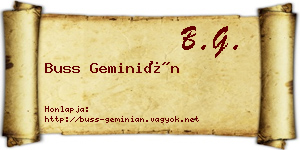 Buss Geminián névjegykártya